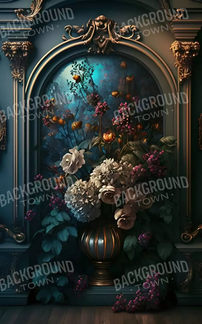 Rococo Midnight Floral Wall 9X14 Ultracloth ( 108 X 168 Inch ) Backdrop