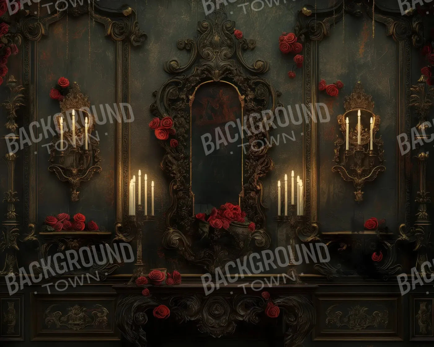 Rococo Parlor Wall 10’x8’ Fleece (120 x 96 inch) Backdrop