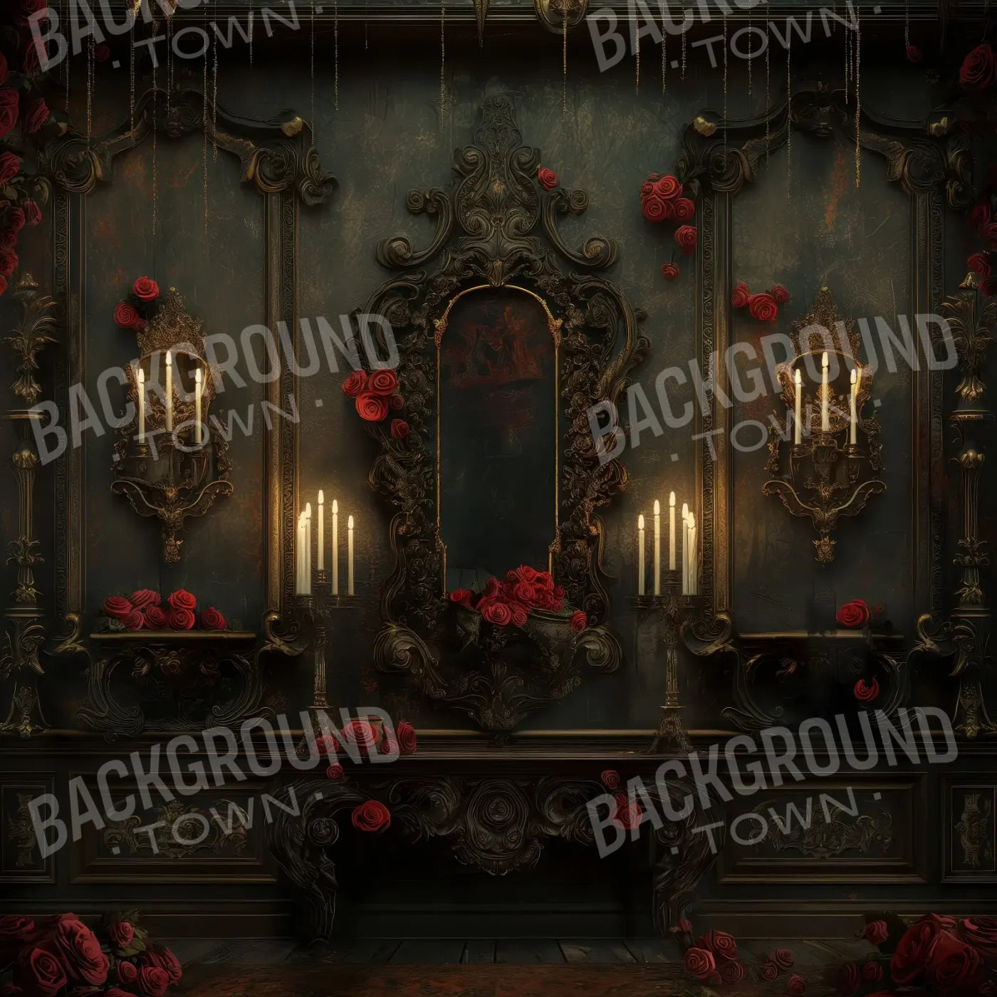 Rococo Parlor Wall 8’x8’ Fleece (96 x 96 inch) Backdrop