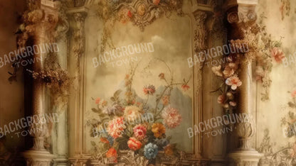 Rococo Vintage Floral Wall 14X8 Ultracloth ( 168 X 96 Inch ) Backdrop