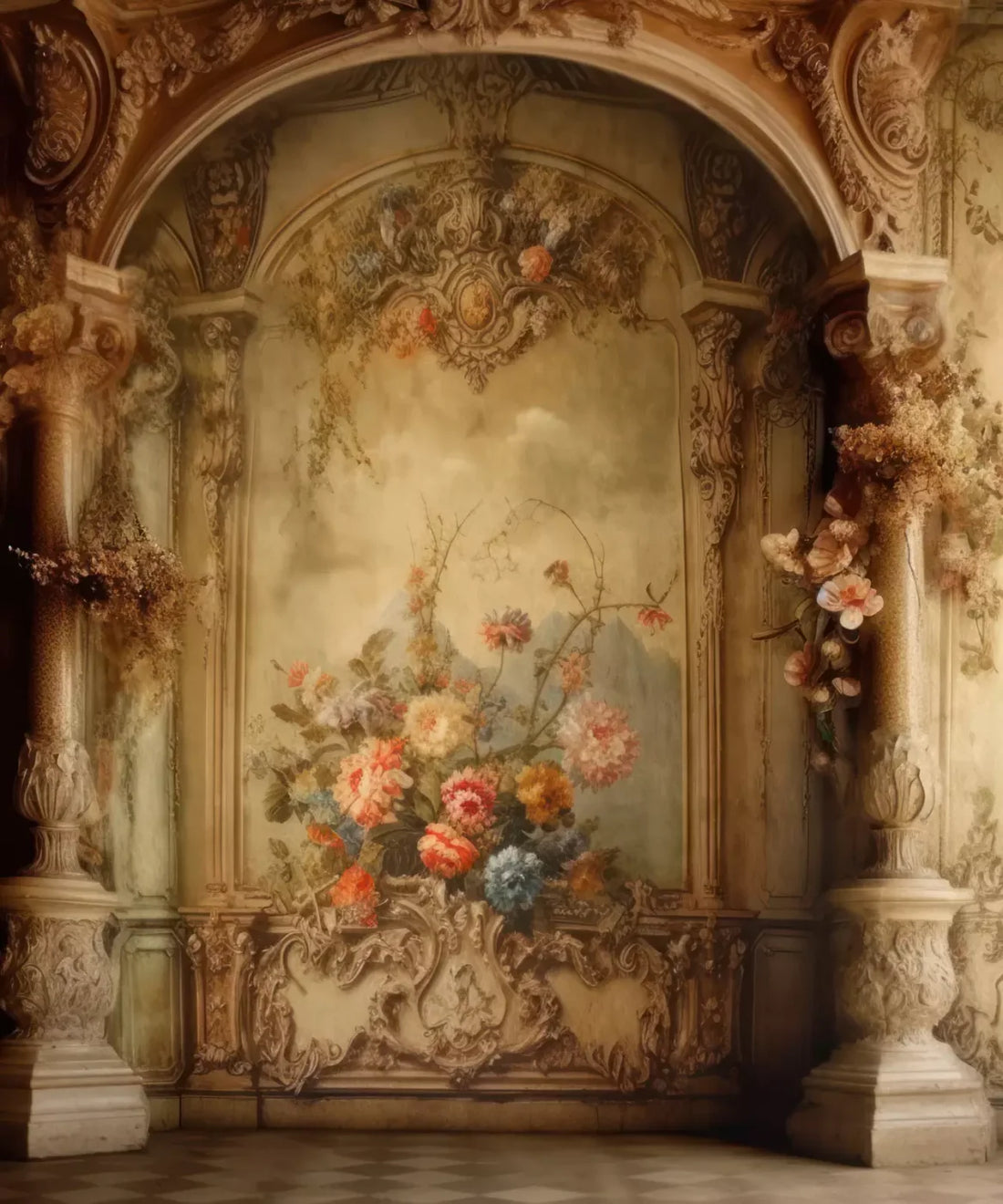 [vintage] [arch] [floral] Backdrop for Photography