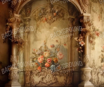 Rococo Vintage Floral Wall 5X42 Fleece ( 60 X 50 Inch ) Backdrop