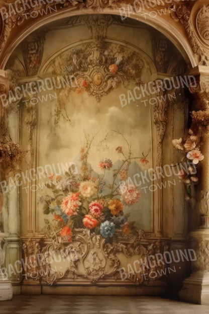Rococo Vintage Floral Wall 5X8 Ultracloth ( 60 X 96 Inch ) Backdrop