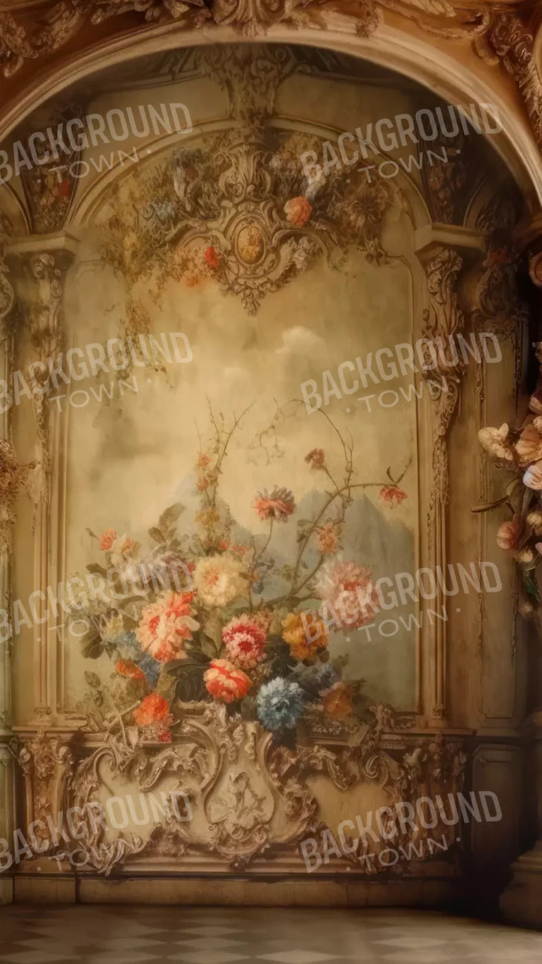 Rococo Vintage Floral Wall 8X14 Ultracloth ( 96 X 168 Inch ) Backdrop