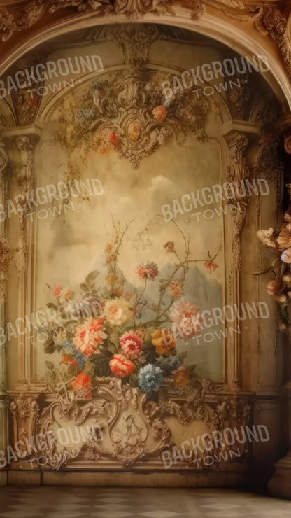 Rococo Vintage Floral Wall 8X14 Ultracloth ( 96 X 168 Inch ) Backdrop