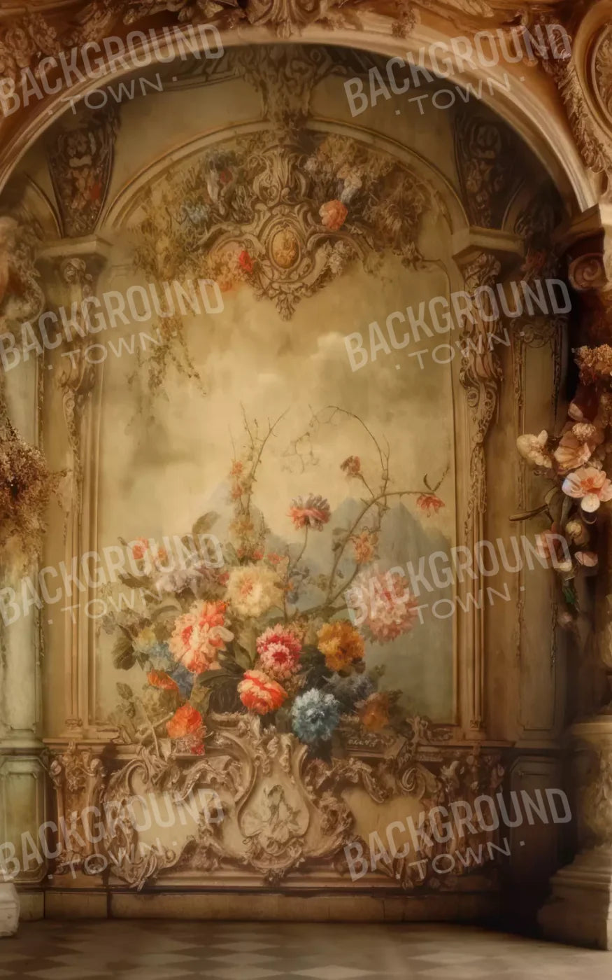 Rococo Vintage Floral Wall 9X14 Ultracloth ( 108 X 168 Inch ) Backdrop