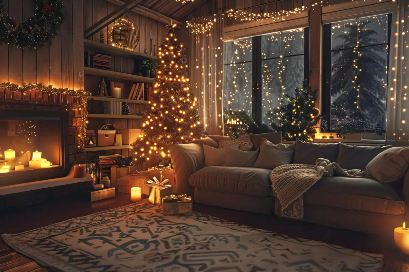 Romantic Christmas Eve 12’X8’ Ultracloth (144 X 96 Inch) Backdrop