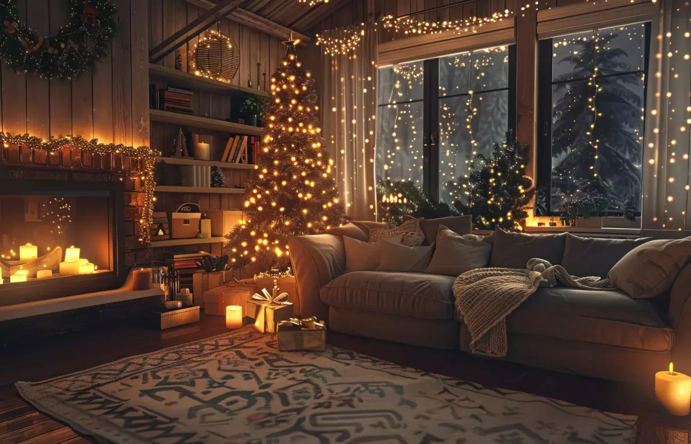 Romantic Christmas Eve 14’X9’ Ultracloth (168 X 108 Inch) Backdrop