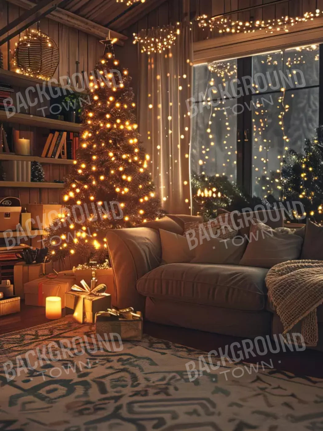 Romantic Christmas Eve 5’X6’8 Fleece (60 X 80 Inch) Backdrop