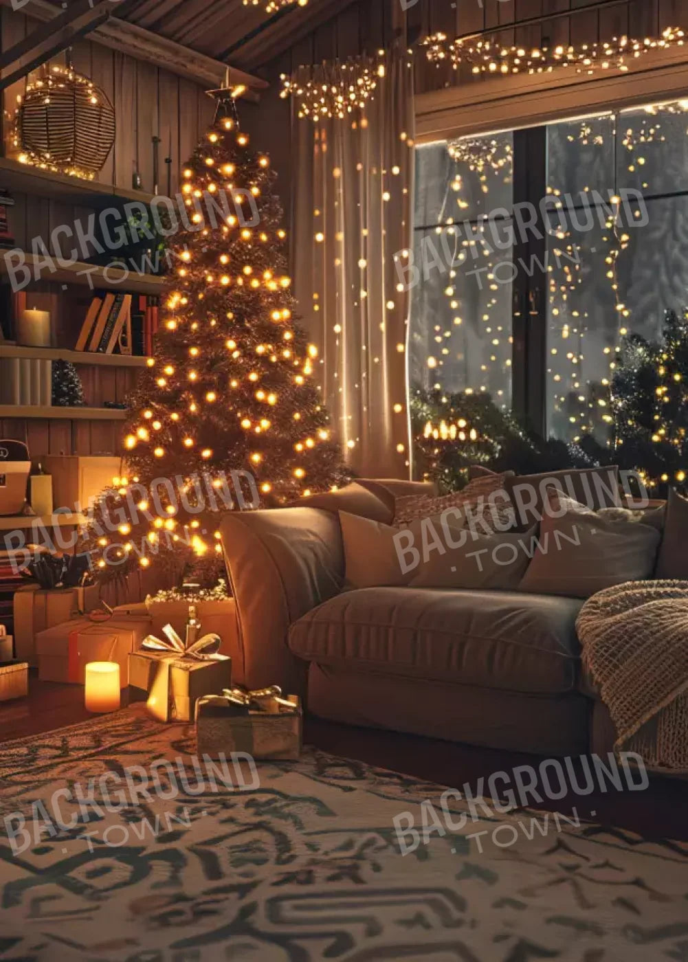 Romantic Christmas Eve 5’X7’ Ultracloth (60 X 84 Inch) Backdrop