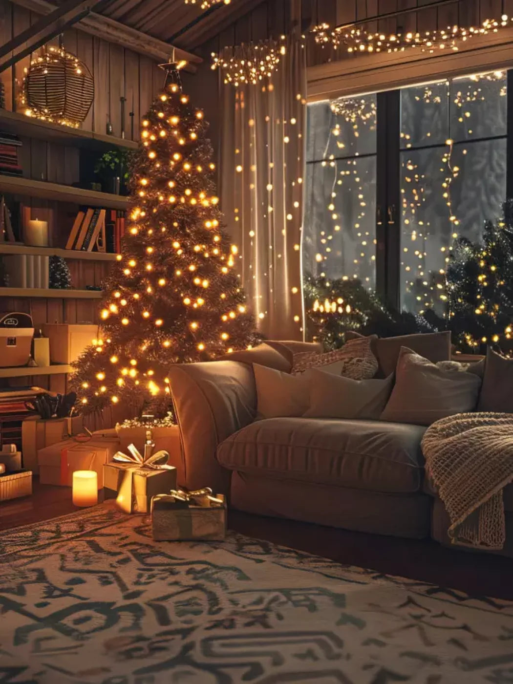 Romantic Christmas Eve 6’X8’ Fleece (72 X 96 Inch) Backdrop