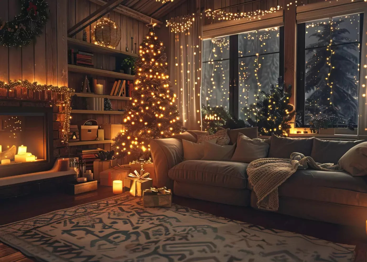 Romantic Christmas Eve 7’X5’ Ultracloth (84 X 60 Inch) Backdrop