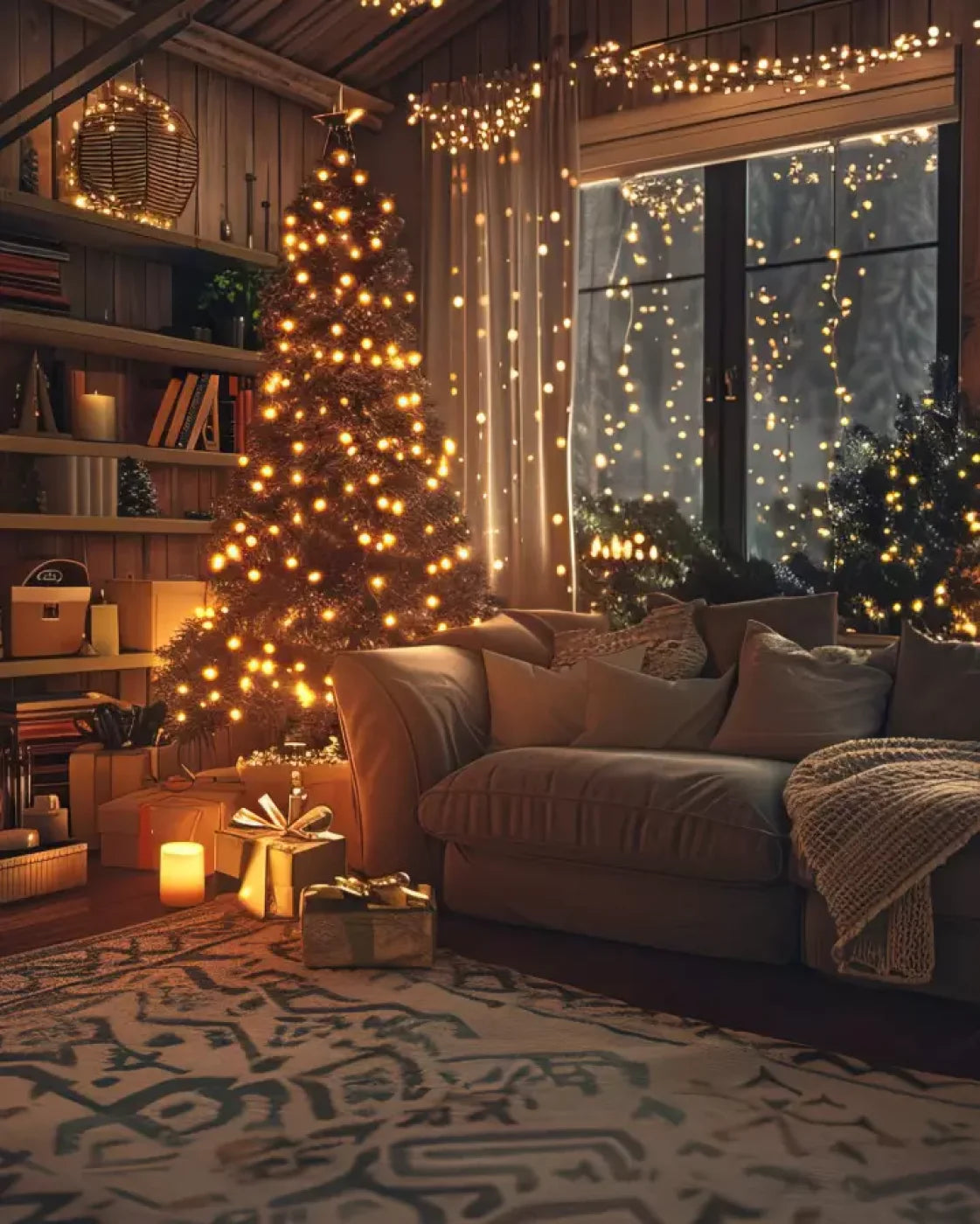 Romantic Christmas Eve 8’X10’ Fleece (96 X 120 Inch) Backdrop