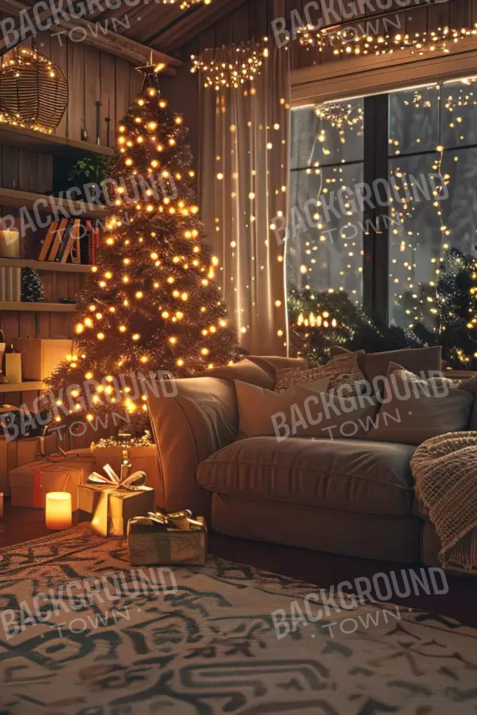 Romantic Christmas Eve 8’X12’ Ultracloth (96 X 144 Inch) Backdrop