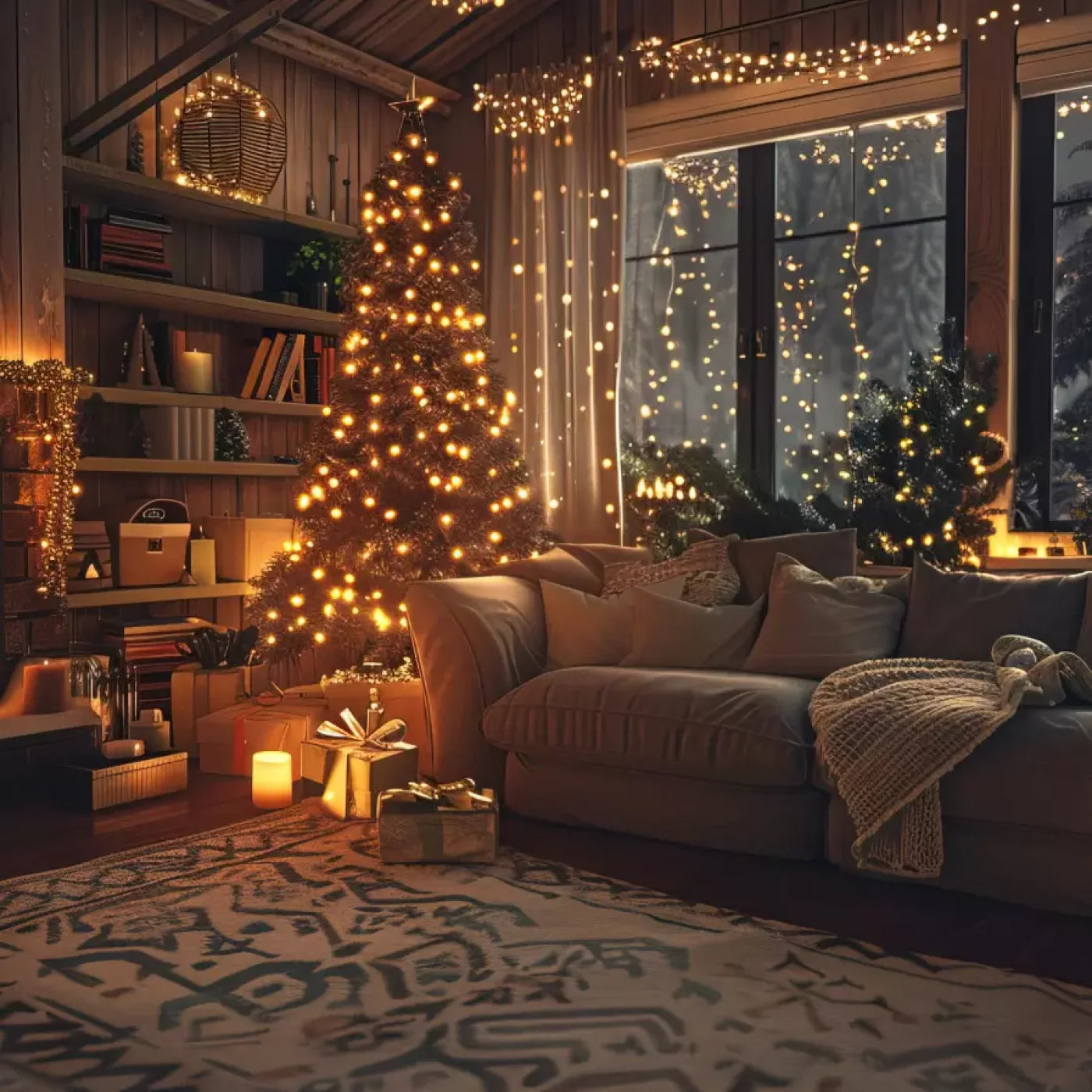 Romantic Christmas Eve 8’X8’ Fleece (96 X Inch) Backdrop