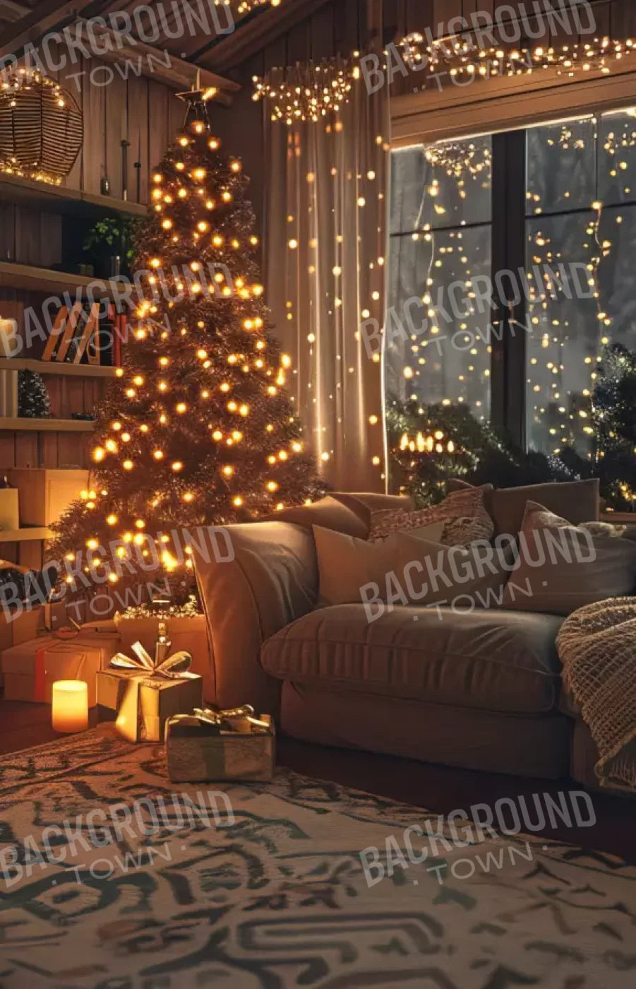 Romantic Christmas Eve 9’X14’ Ultracloth (108 X 168 Inch) Backdrop