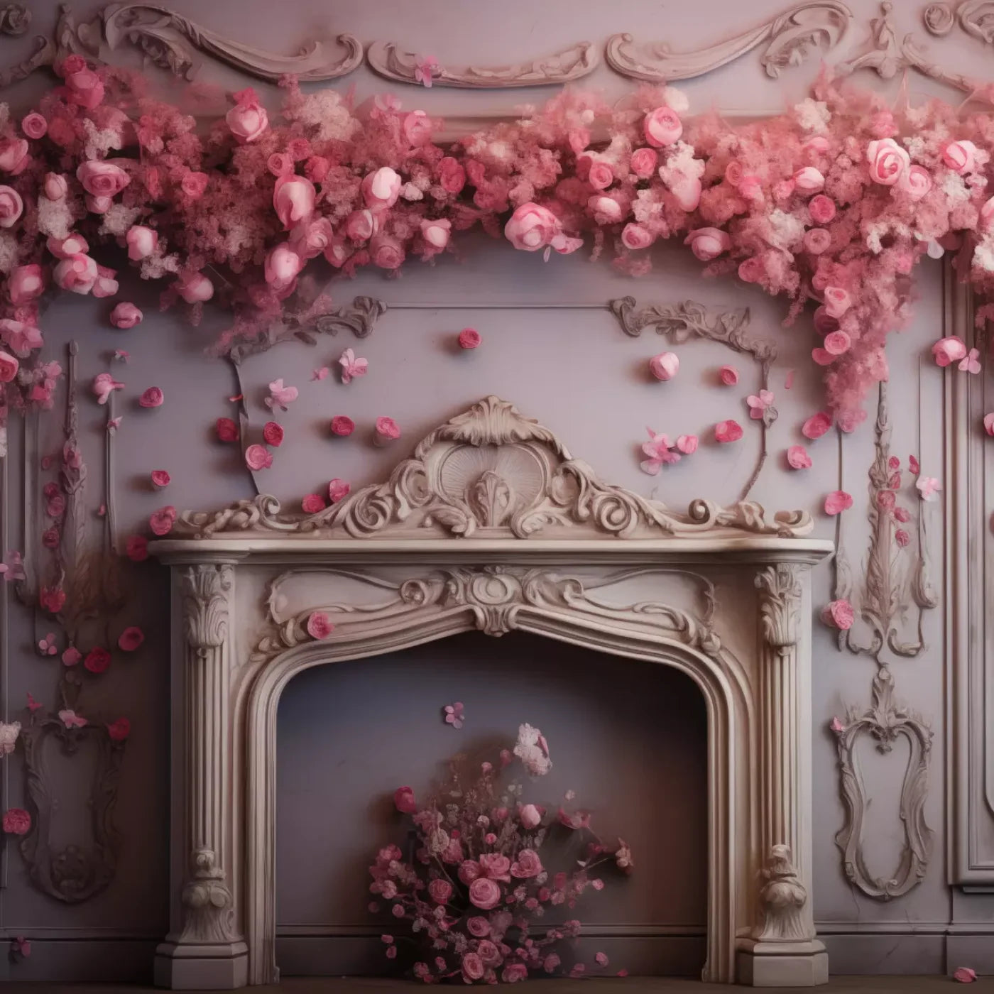 Romantic Hearth Ii 8’X8’ Fleece (96 X Inch) Backdrop