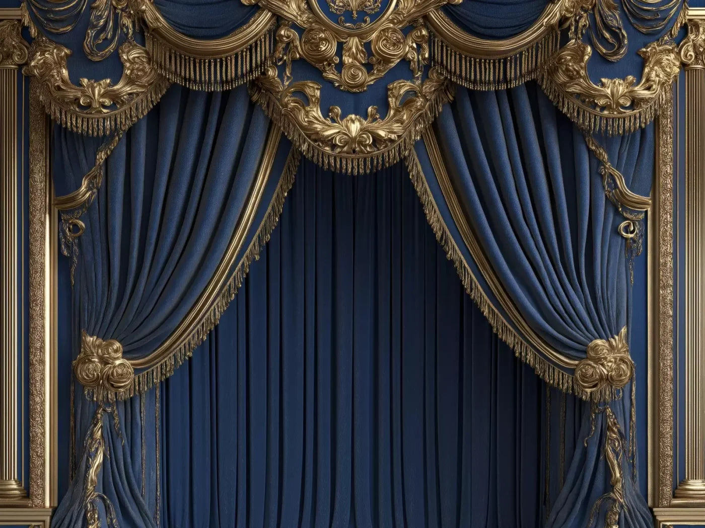 Royal Blue Bed Alcove 8’X6’ Fleece (96 X 72 Inch) Backdrop