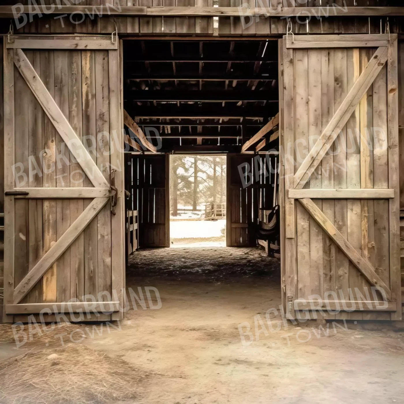 Rural Barn Doors 10X10 Ultracloth ( 120 X Inch ) Backdrop