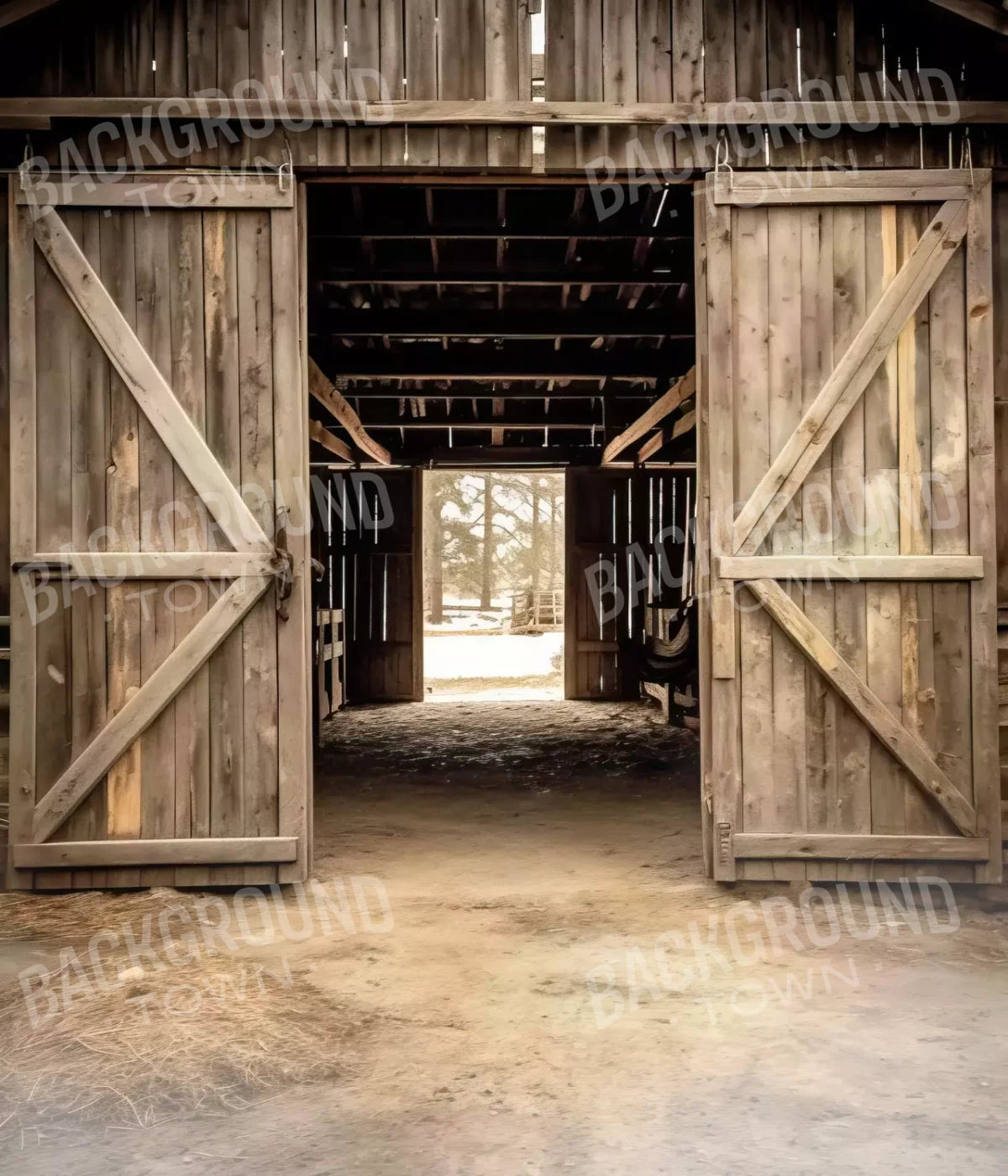 Rural Barn Doors 10X12 Ultracloth ( 120 X 144 Inch ) Backdrop