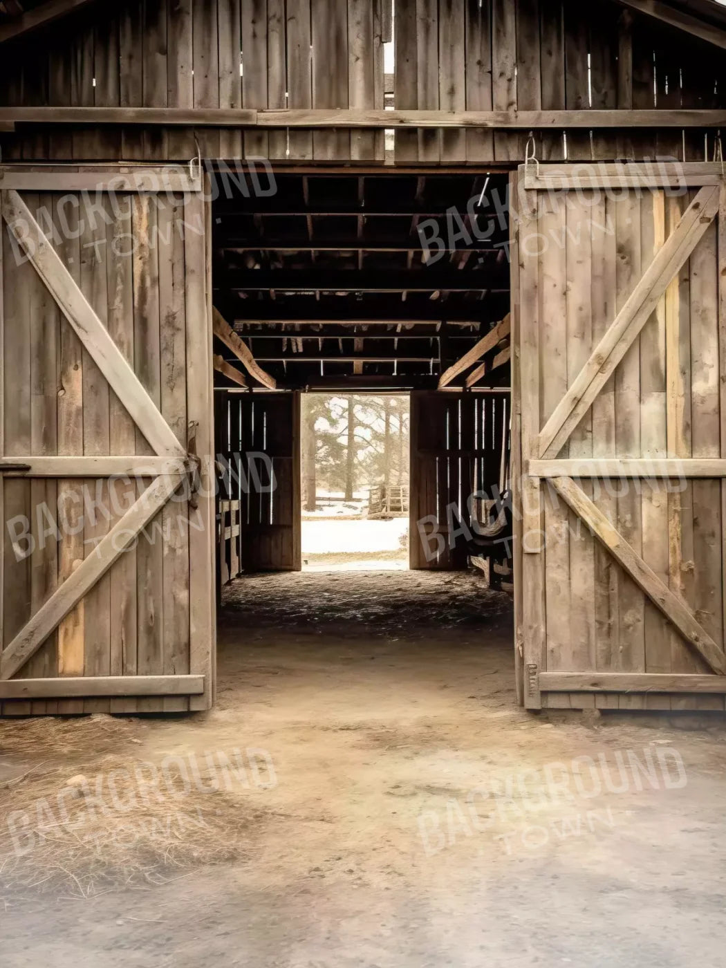 Rural Barn Doors 5X68 Fleece ( 60 X 80 Inch ) Backdrop