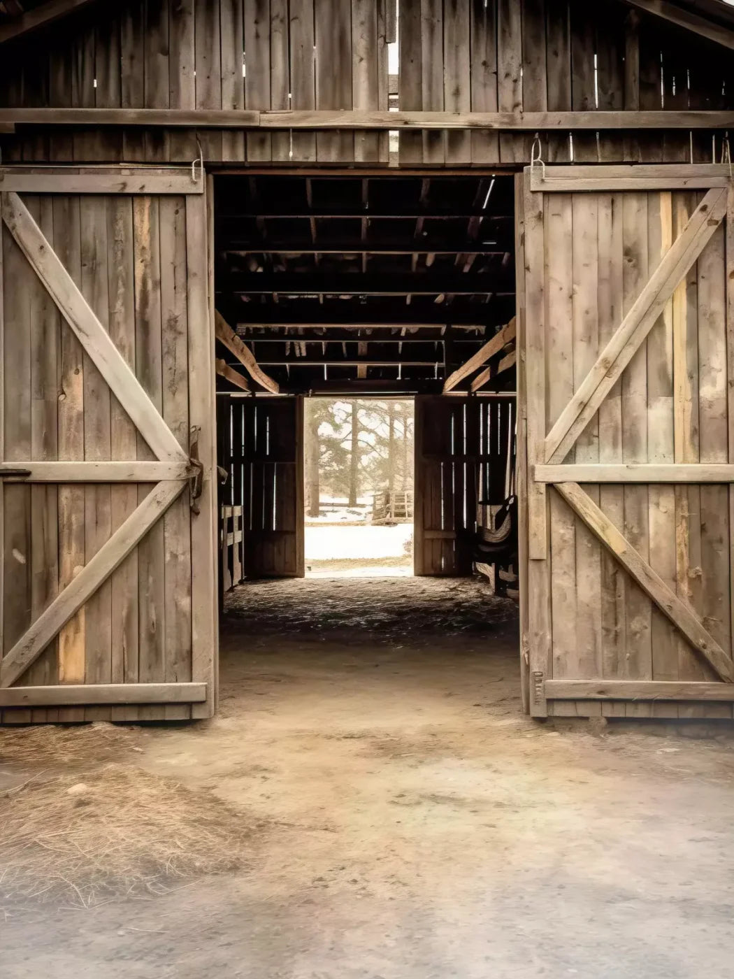 Rural Barn Doors 5X68 Fleece ( 60 X 80 Inch ) Backdrop