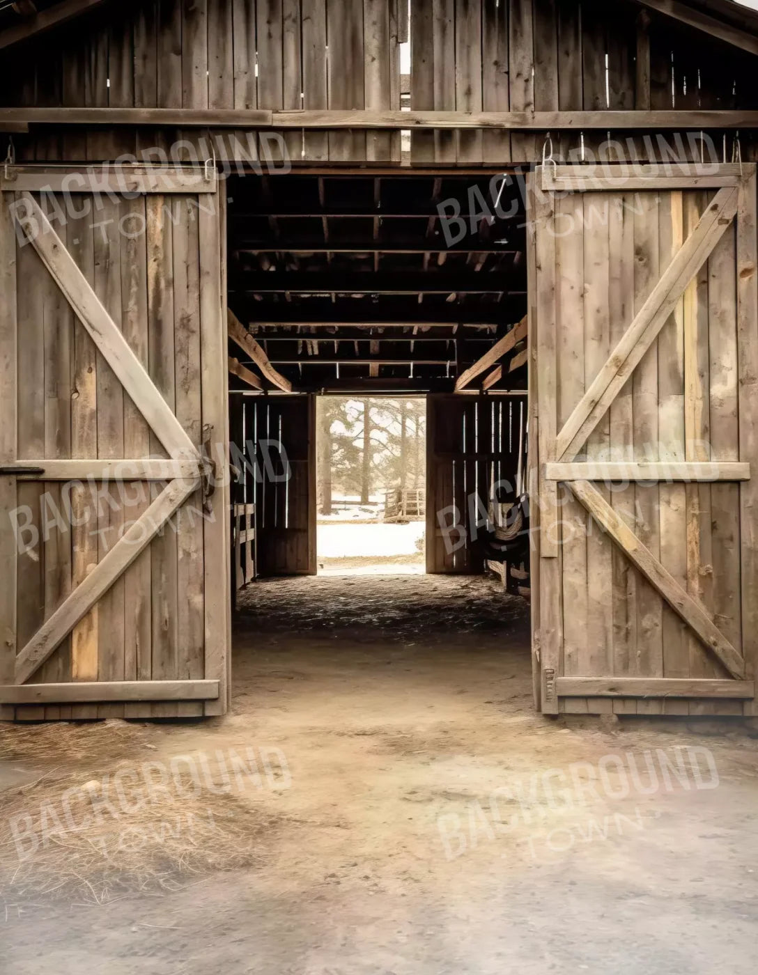 Rural Barn Doors 6X8 Fleece ( 72 X 96 Inch ) Backdrop