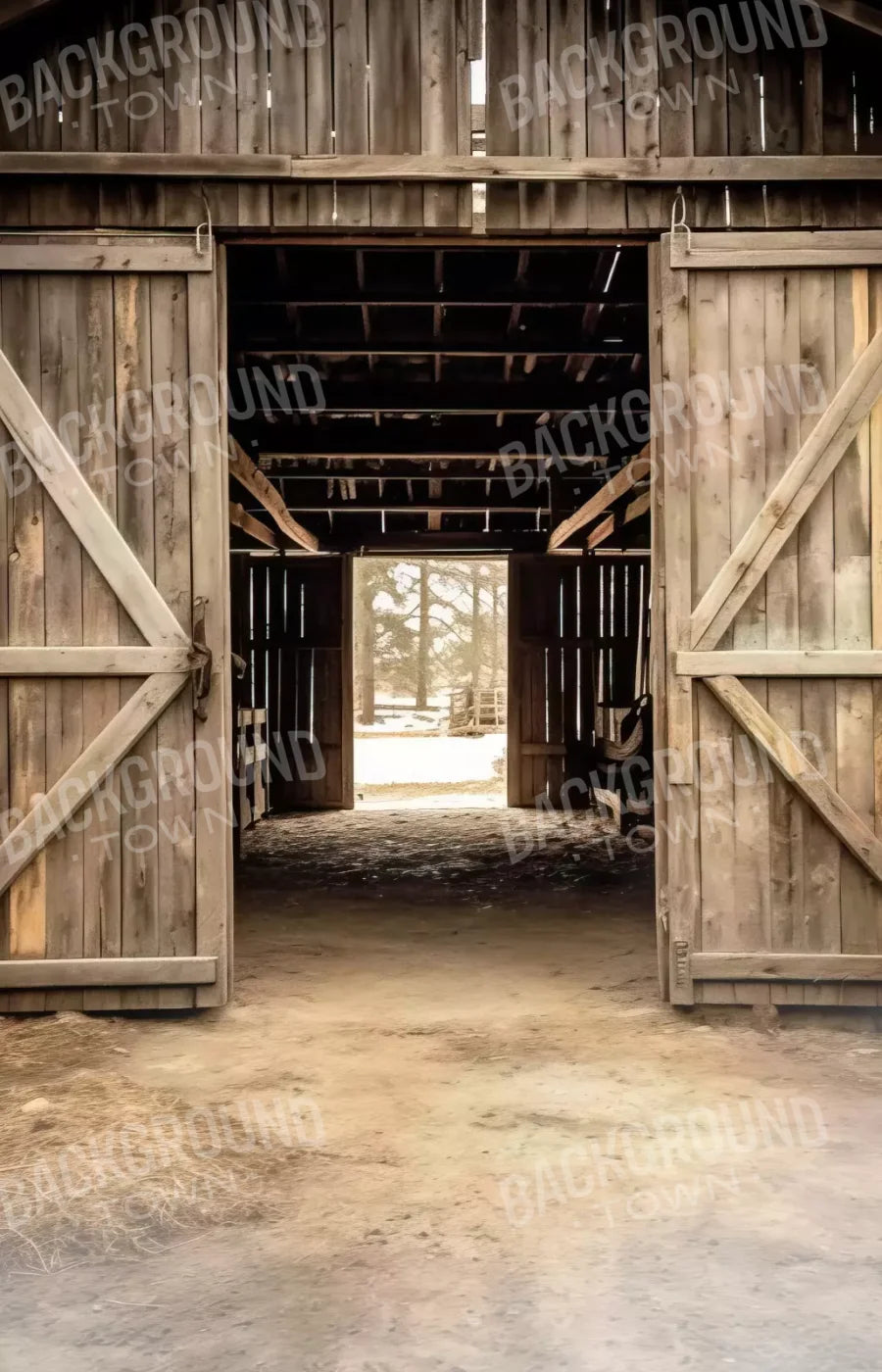 Rural Barn Doors 8X12 Ultracloth ( 96 X 144 Inch ) Backdrop