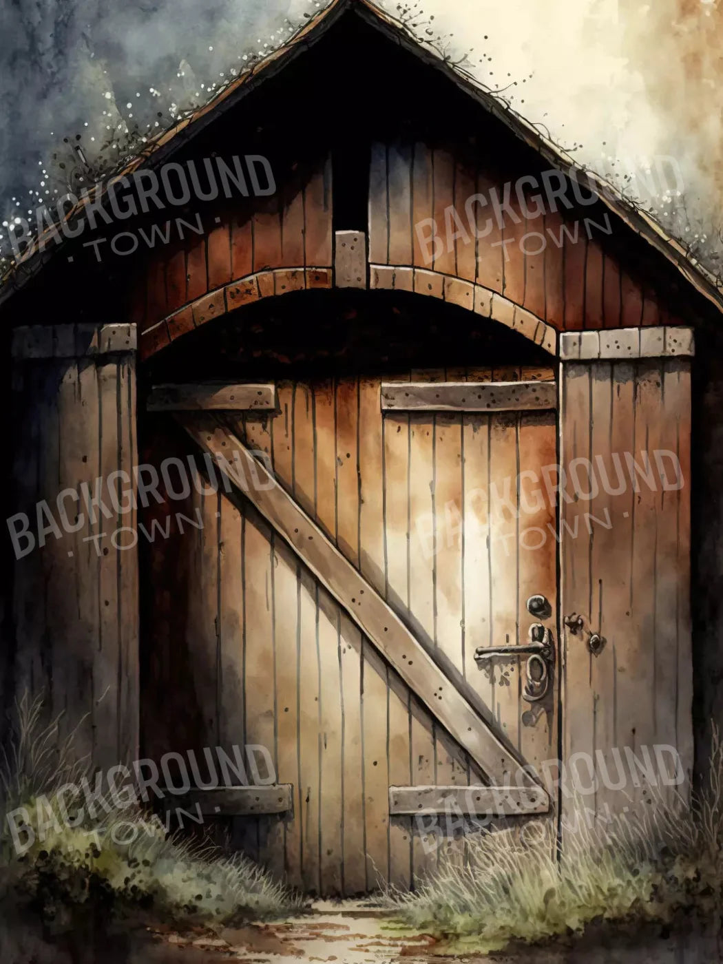 Rustic Barndoor 5X7 Ultracloth ( 60 X 84 Inch ) Backdrop