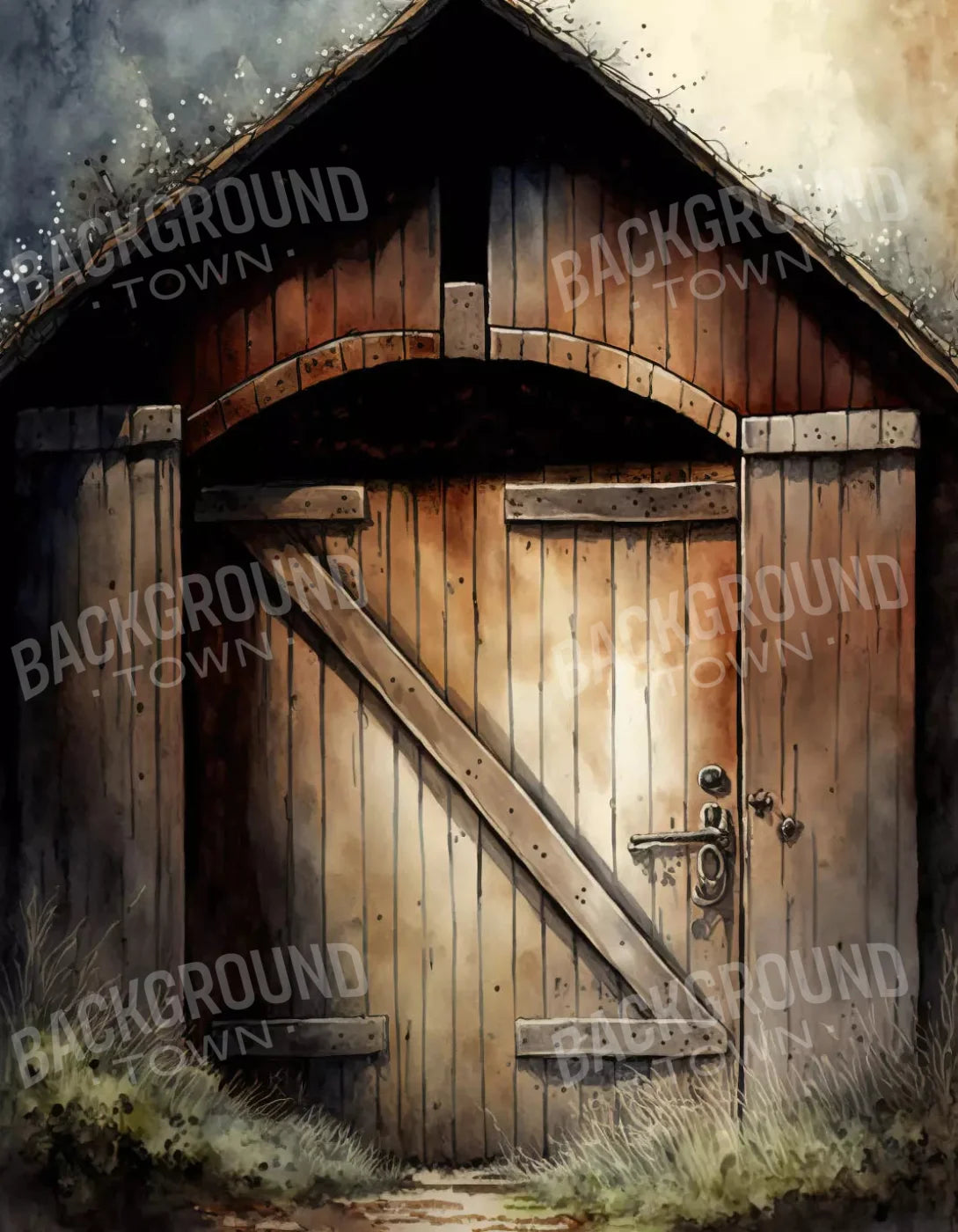 Rustic Barndoor 6X8 Fleece ( 72 X 96 Inch ) Backdrop