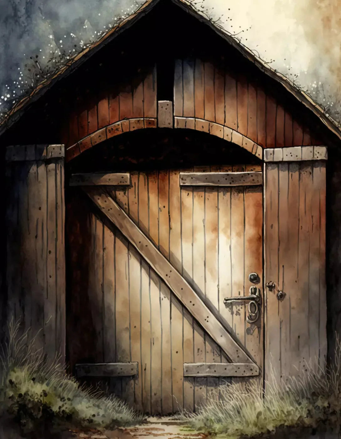 Rustic Barndoor 6X8 Fleece ( 72 X 96 Inch ) Backdrop