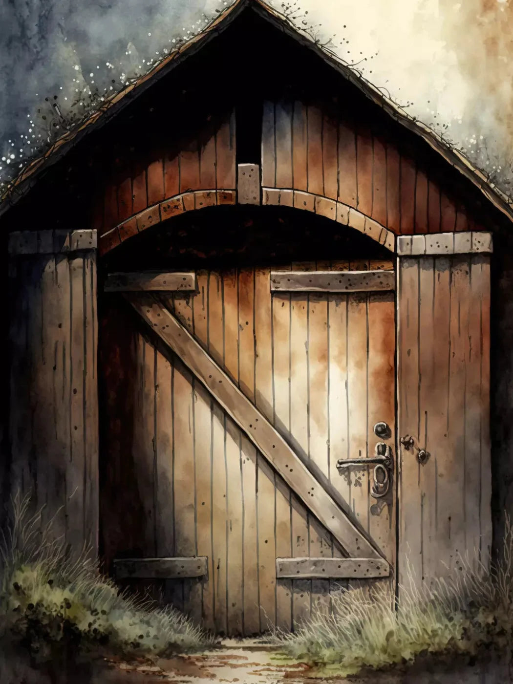 Rustic Barndoor 8X10 Fleece ( 96 X 120 Inch ) Backdrop
