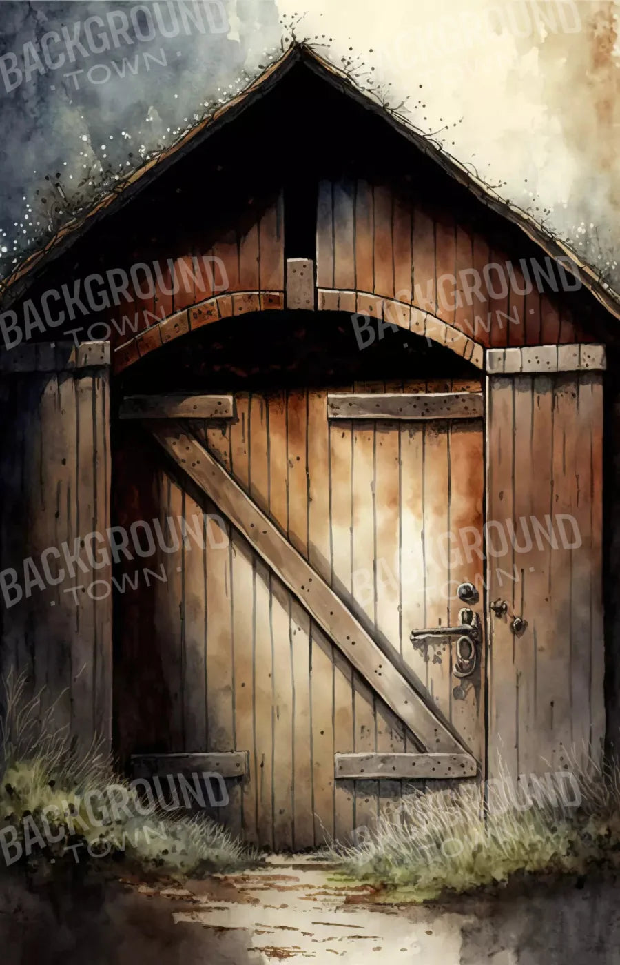 Rustic Barndoor 8X12 Ultracloth ( 96 X 144 Inch ) Backdrop