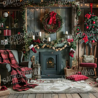 Rustic Cabin Christmas 10’X10’ Ultracloth (120 X Inch) Backdrop