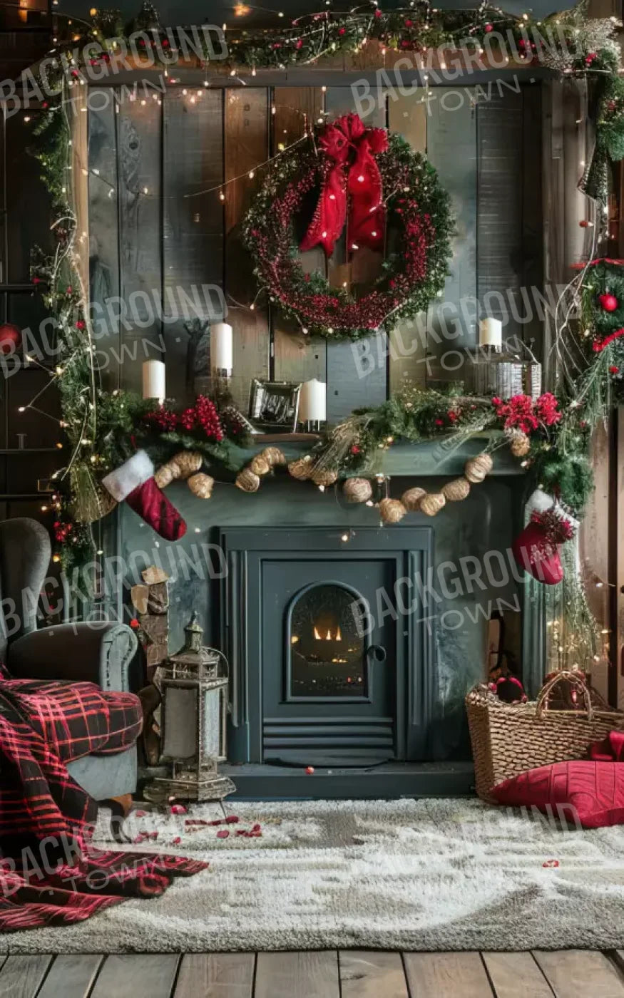 Rustic Cabin Christmas 10’X16’ Ultracloth (120 X 192 Inch) Backdrop