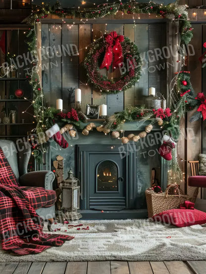 Rustic Cabin Christmas 5’X6’8 Fleece (60 X 80 Inch) Backdrop