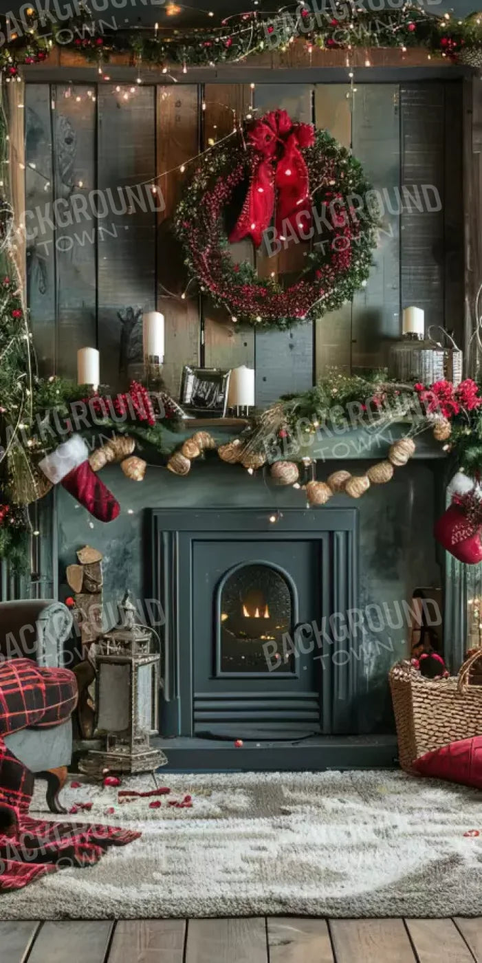 Rustic Cabin Christmas 8’X16’ Ultracloth (96 X 192 Inch) Backdrop