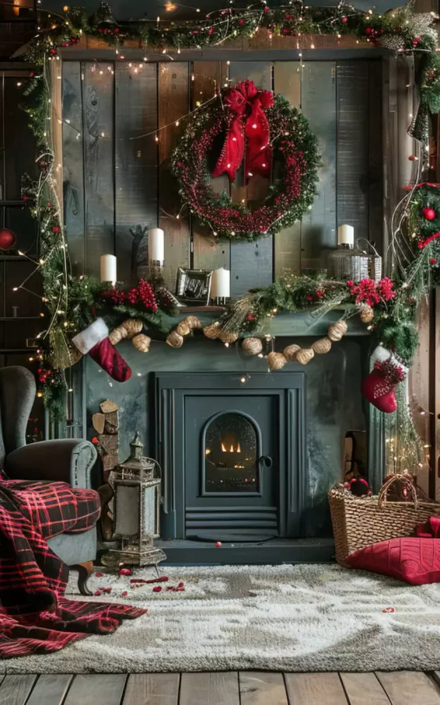 Rustic Cabin Christmas 5’X8’ Ultracloth (60 X 96 Inch) Backdrop