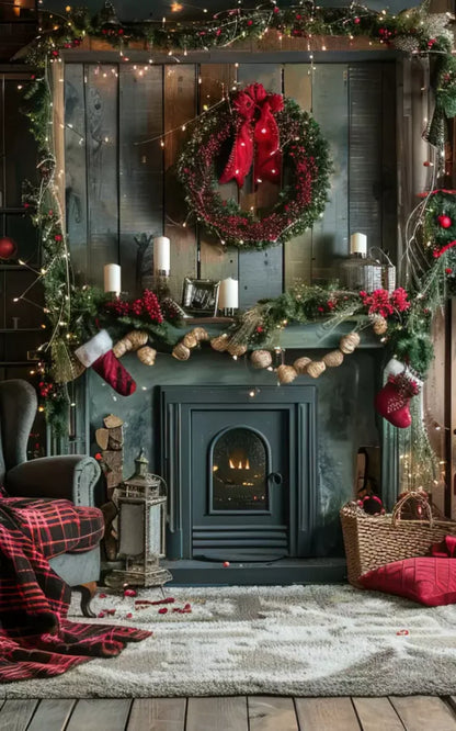 Rustic Cabin Christmas 5’X8’ Ultracloth (60 X 96 Inch) Backdrop