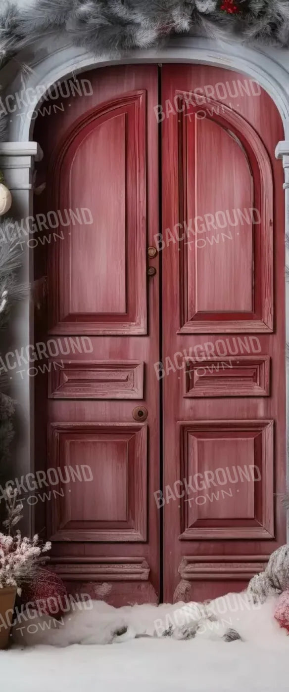 Rustic Christmas Door I 5’X12’ Ultracloth For Westcott X-Drop (60 X 144 Inch) Backdrop