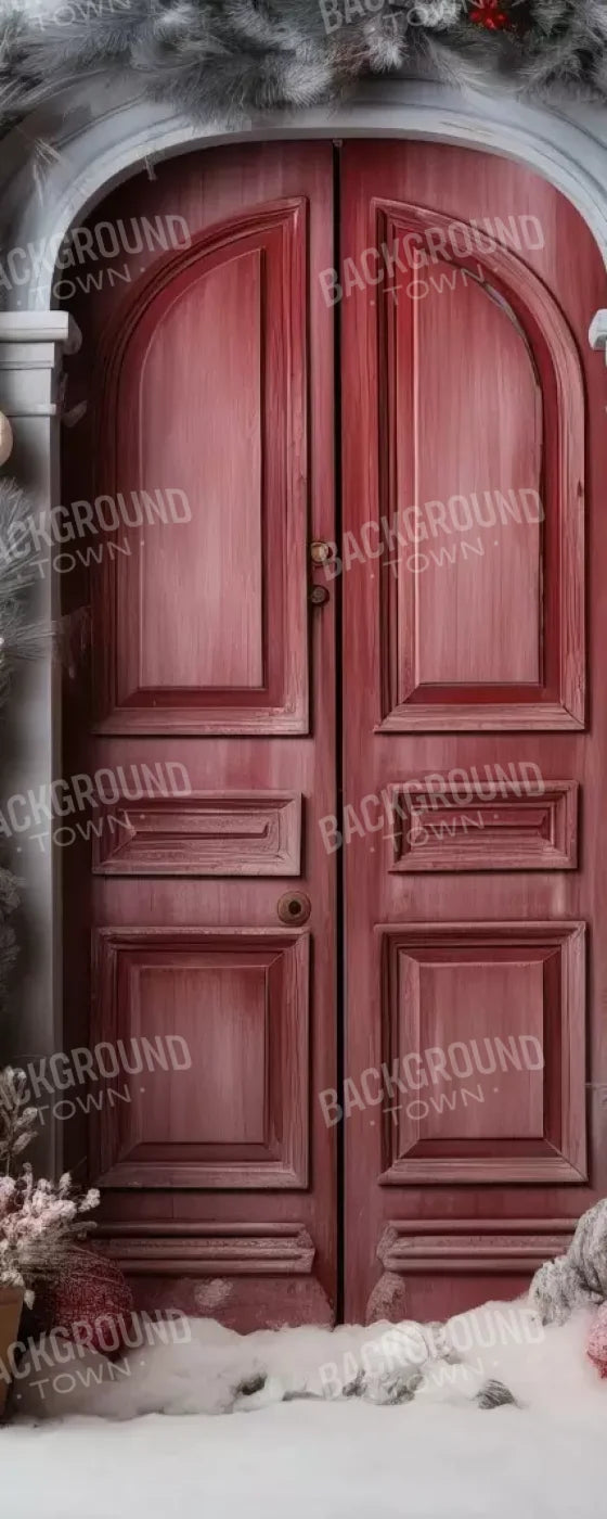 Rustic Christmas Door I 8’X20’ Ultracloth (96 X 240 Inch) Backdrop