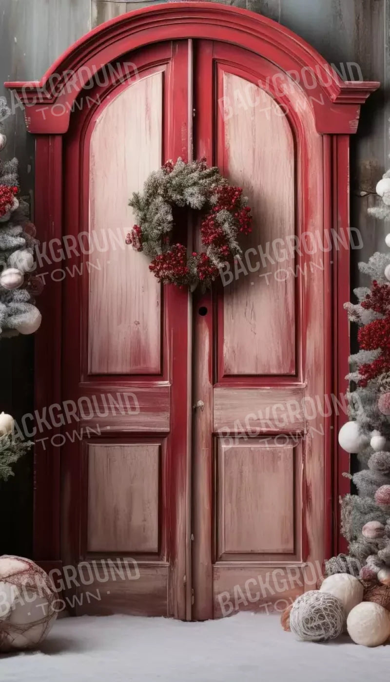 Rustic Christmas Door Iii 8’X14’ Ultracloth (96 X 168 Inch) Backdrop