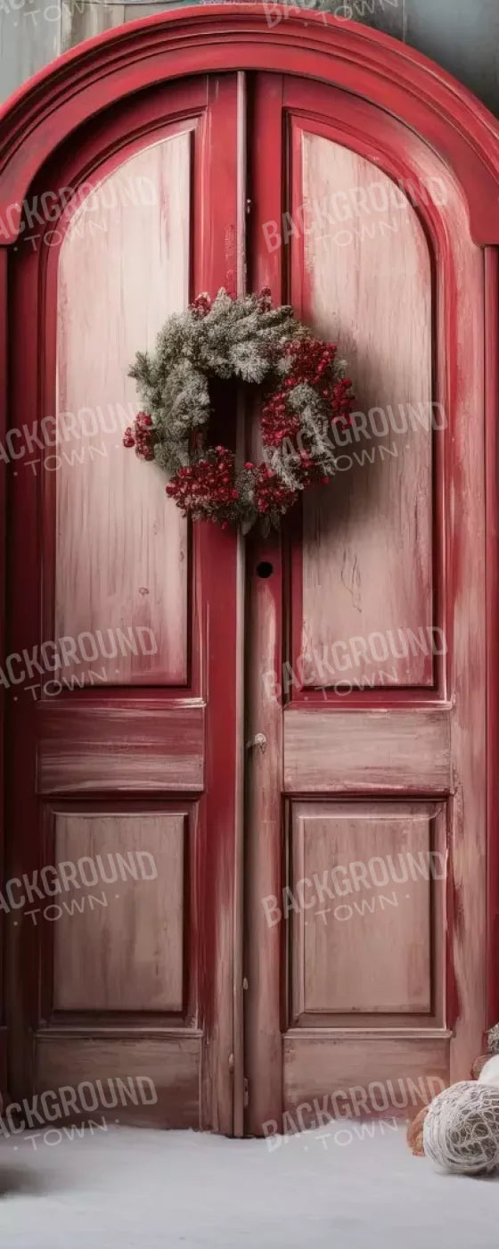Rustic Christmas Door Iii 8’X20’ Ultracloth (96 X 240 Inch) Backdrop