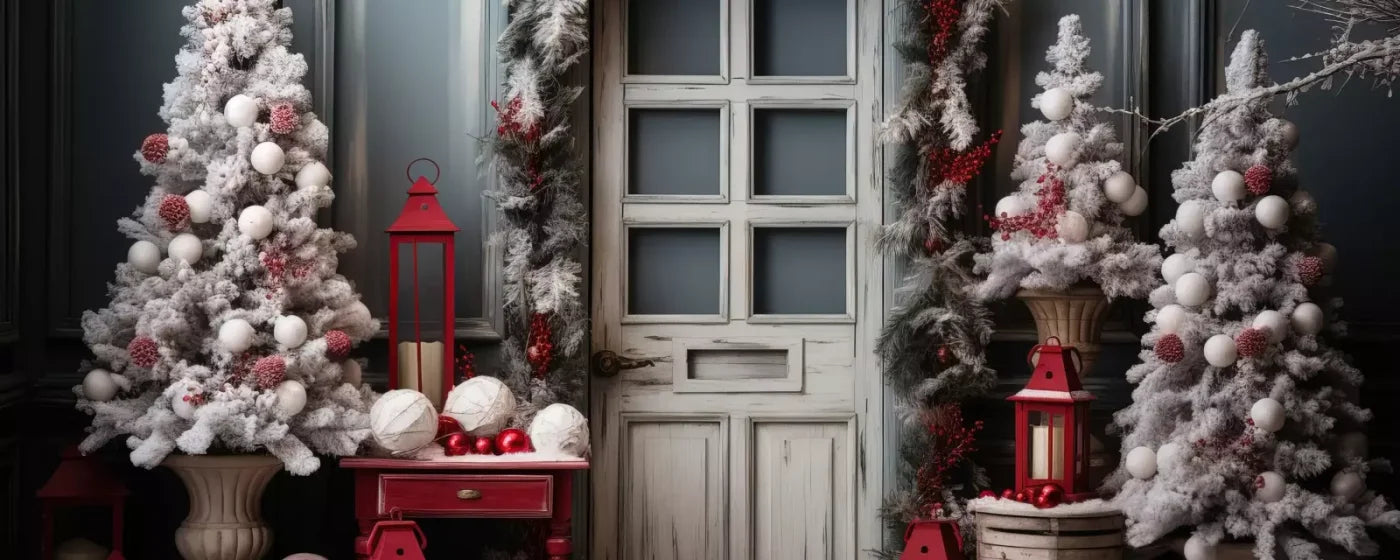 Rustic Christmas Door Ii 20’X8’ Ultracloth (240 X 96 Inch) Backdrop