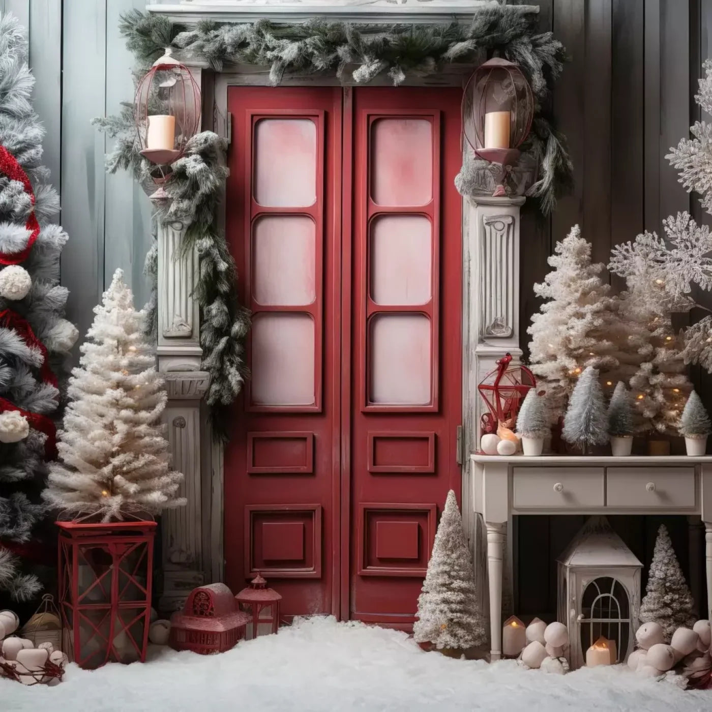 Rustic Christmas Door Iv 10’X10’ Ultracloth (120 X Inch) Backdrop