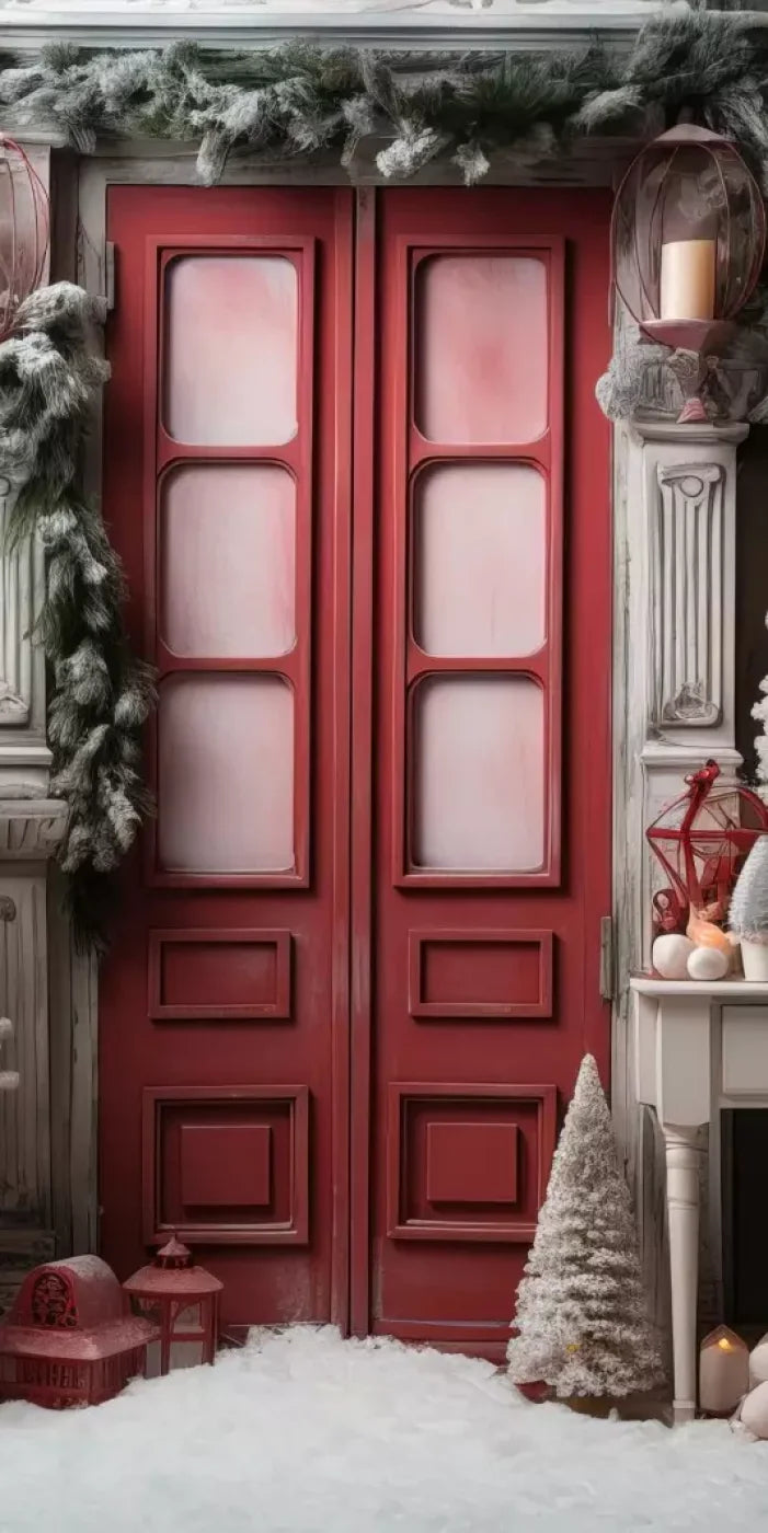 Rustic Christmas Door Iv 10’X20’ Ultracloth (120 X 240 Inch) Backdrop