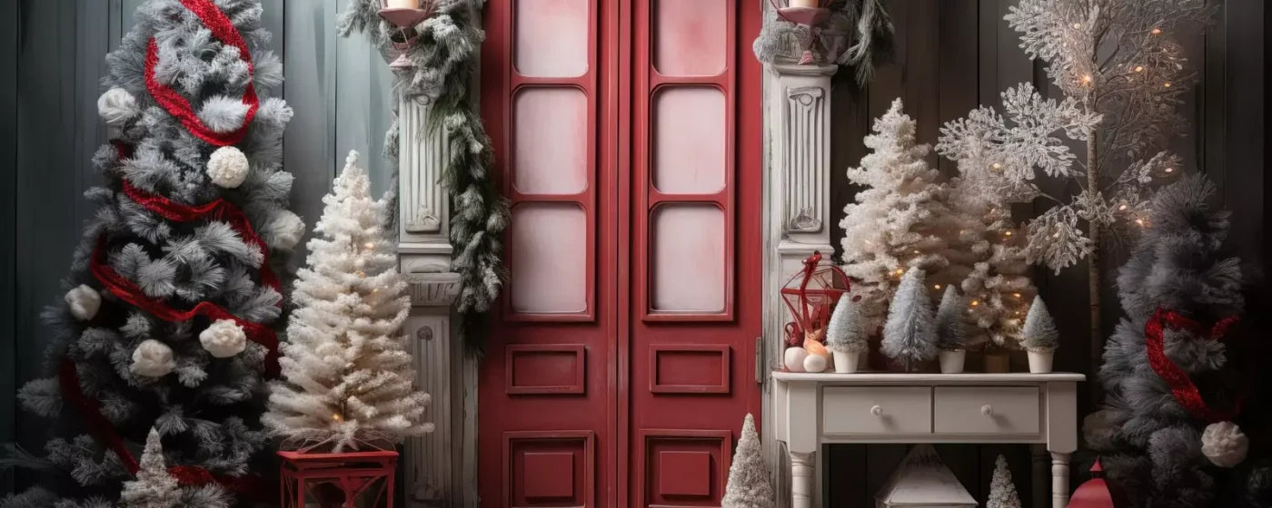 Rustic Christmas Door Iv 20’X8’ Ultracloth (240 X 96 Inch) Backdrop