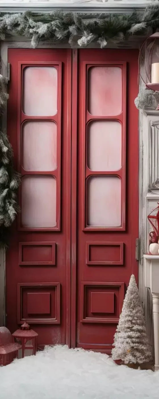 Rustic Christmas Door Iv 8’X20’ Ultracloth (96 X 240 Inch) Backdrop