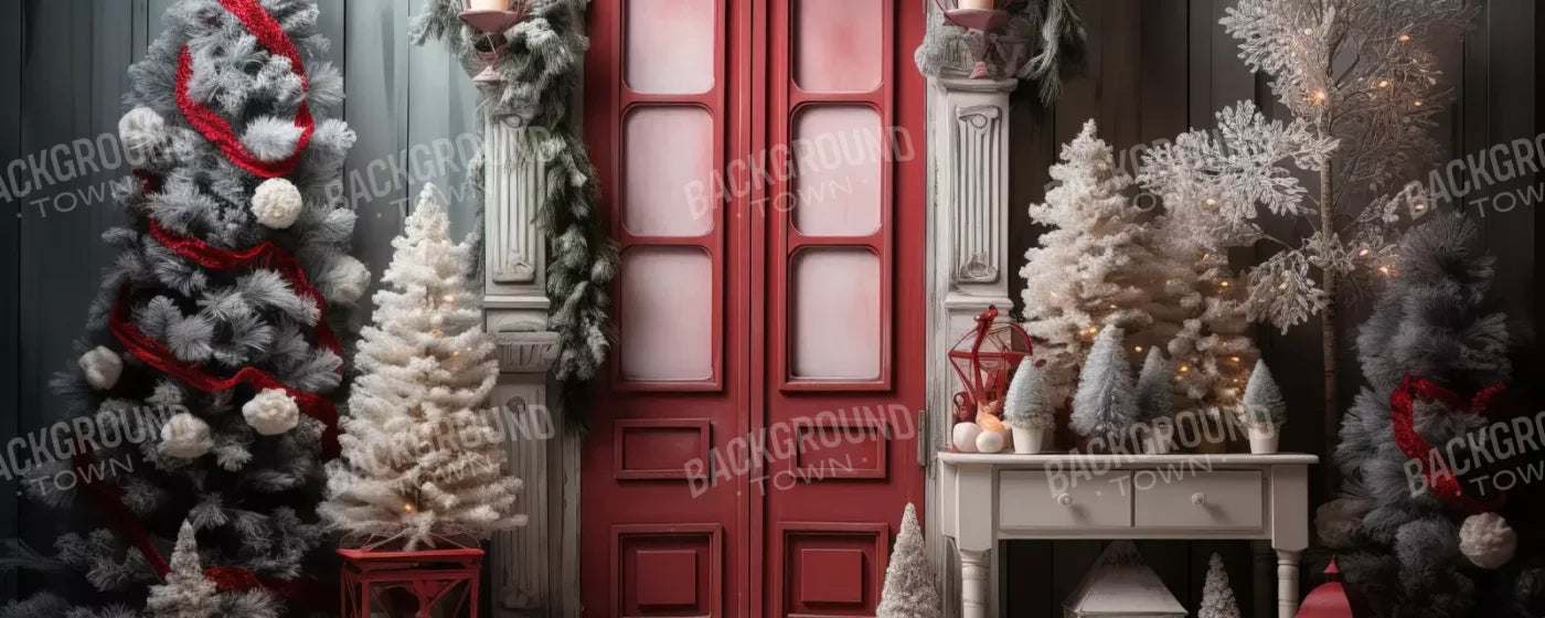 Rustic Christmas Door Iv 20’X8’ Ultracloth (240 X 96 Inch) Backdrop