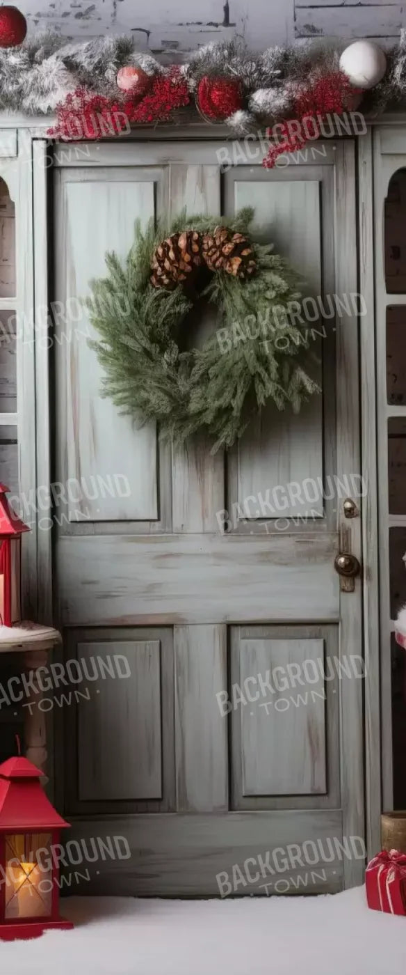 Rustic Christmas Door V 5’X12’ Ultracloth For Westcott X-Drop (60 X 144 Inch) Backdrop